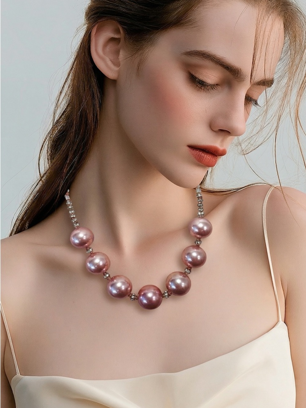 Pearlescent Pink Beaded Necklace - Women's Jewelry